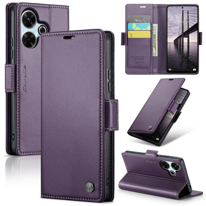 Redmi 13 Leather Wallet Case - RFID Blocking, Stand Function, Card Slots