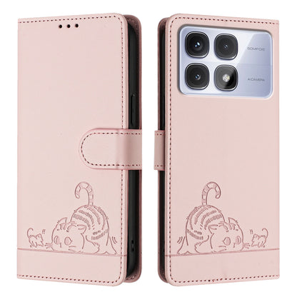 Redmi K70 Ultra 5G Global Cat and Mouse Embossed PU Leather RFID Case with Wallet Slots, Anti-Fall Protection, Kickstand, and Lanyard-buycases.co.uk