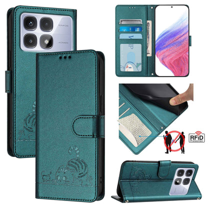 Redmi K70 Ultra 5G Global Cat and Mouse Embossed PU Leather RFID Case with Wallet Slots, Anti-Fall Protection, Kickstand, and Lanyard-buycases.co.uk