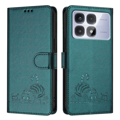 Redmi K70 Ultra 5G Global Cat and Mouse Embossed PU Leather RFID Case with Wallet Slots, Anti-Fall Protection, Kickstand, and Lanyard-buycases.co.uk