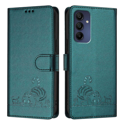 Samsung Galaxy A16 5G Cat and Mouse Embossed PU Leather RFID Case with Wallet Slots, Anti-Fall Protection, Kickstand, and Lanyard-buycases.co.uk