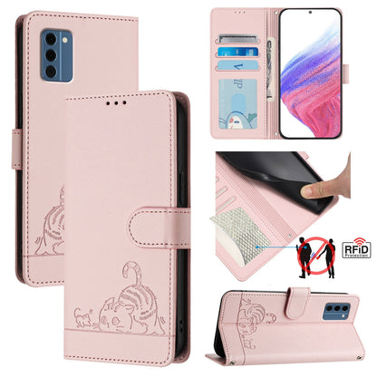 Nokia C300 Cat and Mouse Embossed PU Leather RFID Case with Wallet Slots, Anti-Fall Protection, Kickstand, and Lanyard-buycases.co.uk
