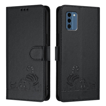 Nokia C300 Cat and Mouse Embossed PU Leather RFID Case with Wallet Slots, Anti-Fall Protection, Kickstand, and Lanyard-buycases.co.uk