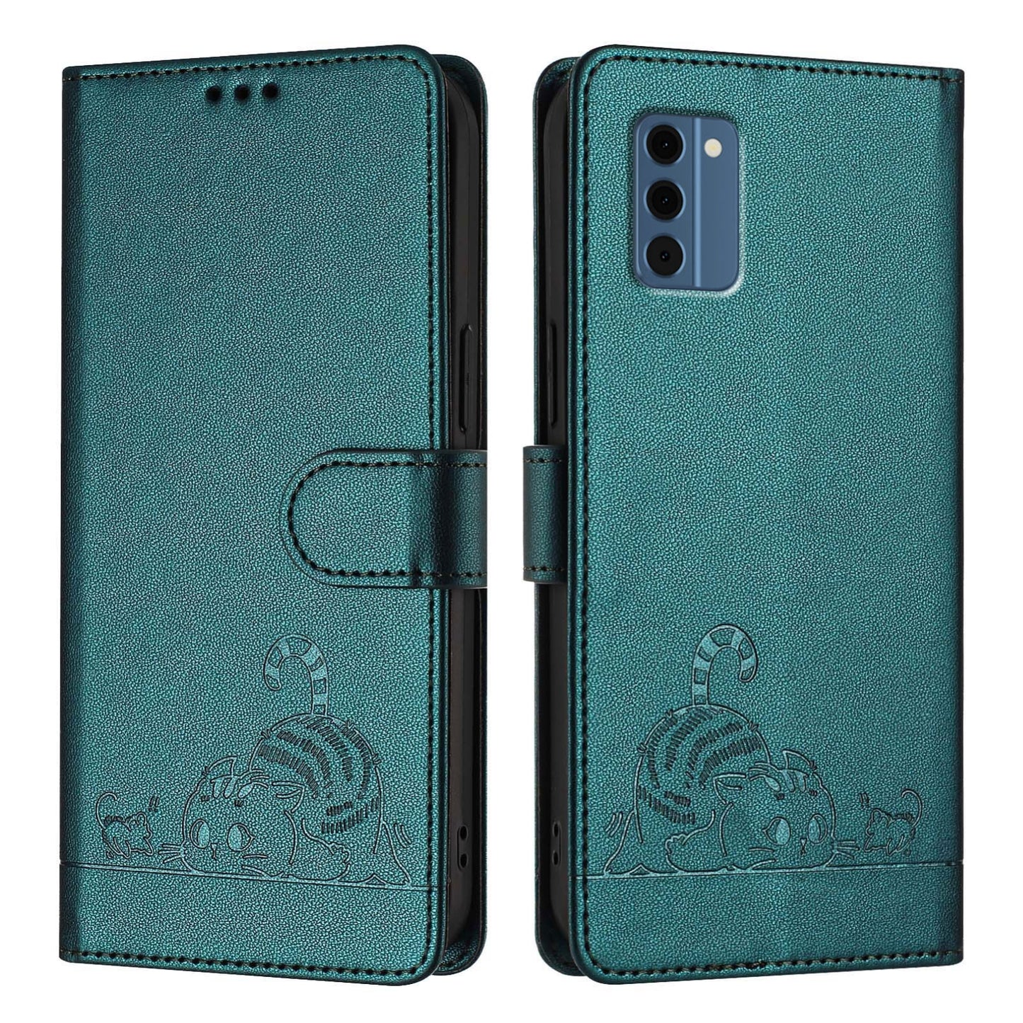 Nokia C300 Cat and Mouse Embossed PU Leather RFID Case with Wallet Slots, Anti-Fall Protection, Kickstand, and Lanyard-buycases.co.uk