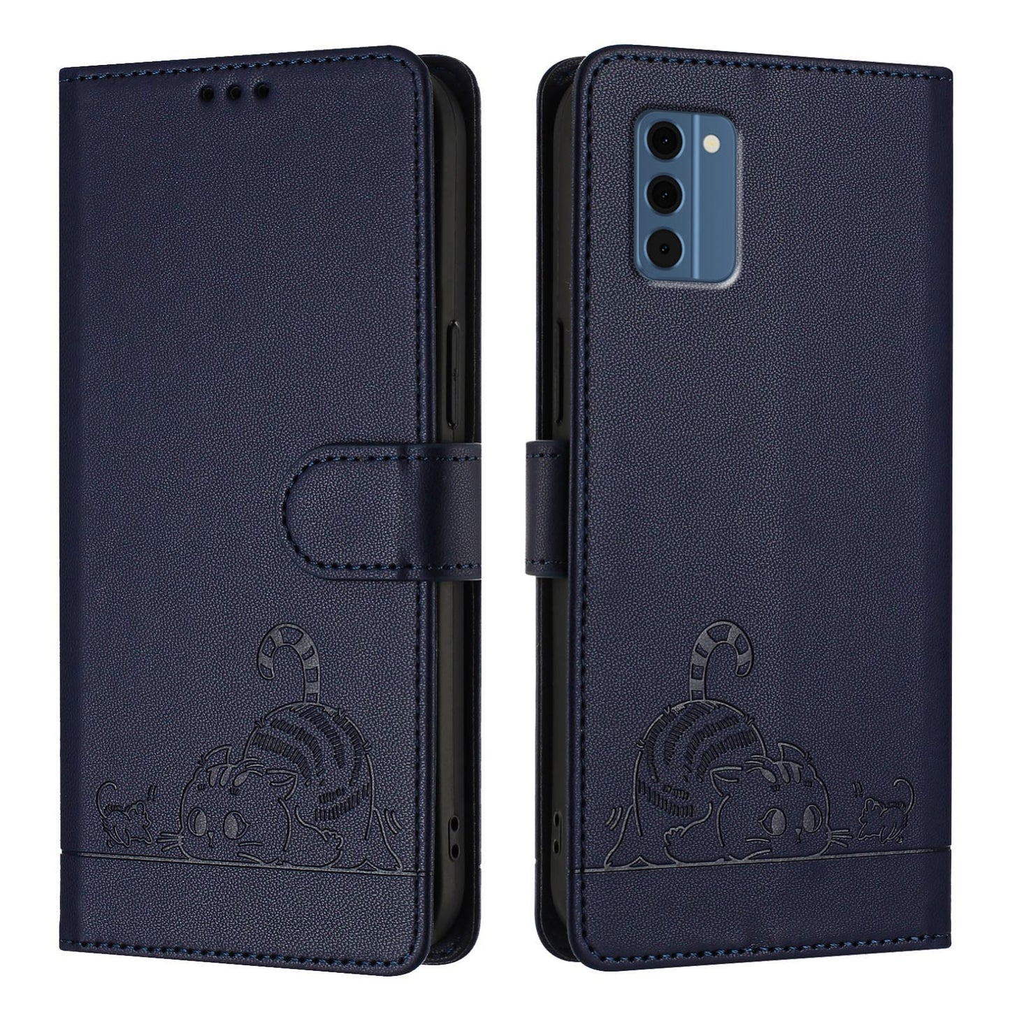Nokia C300 Cat and Mouse Embossed PU Leather RFID Case with Wallet Slots, Anti-Fall Protection, Kickstand, and Lanyard-buycases.co.uk