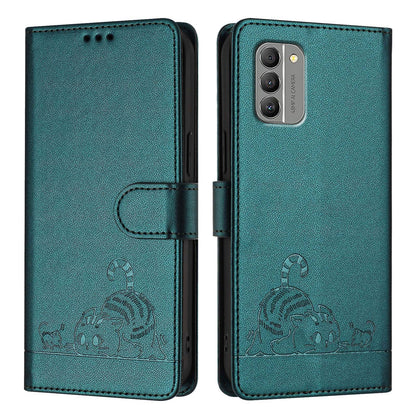 Nokia G400 Cat and Mouse Embossed PU Leather RFID Case with Wallet Slots, Anti-Fall Protection, Kickstand, and Lanyard-buycases.co.uk