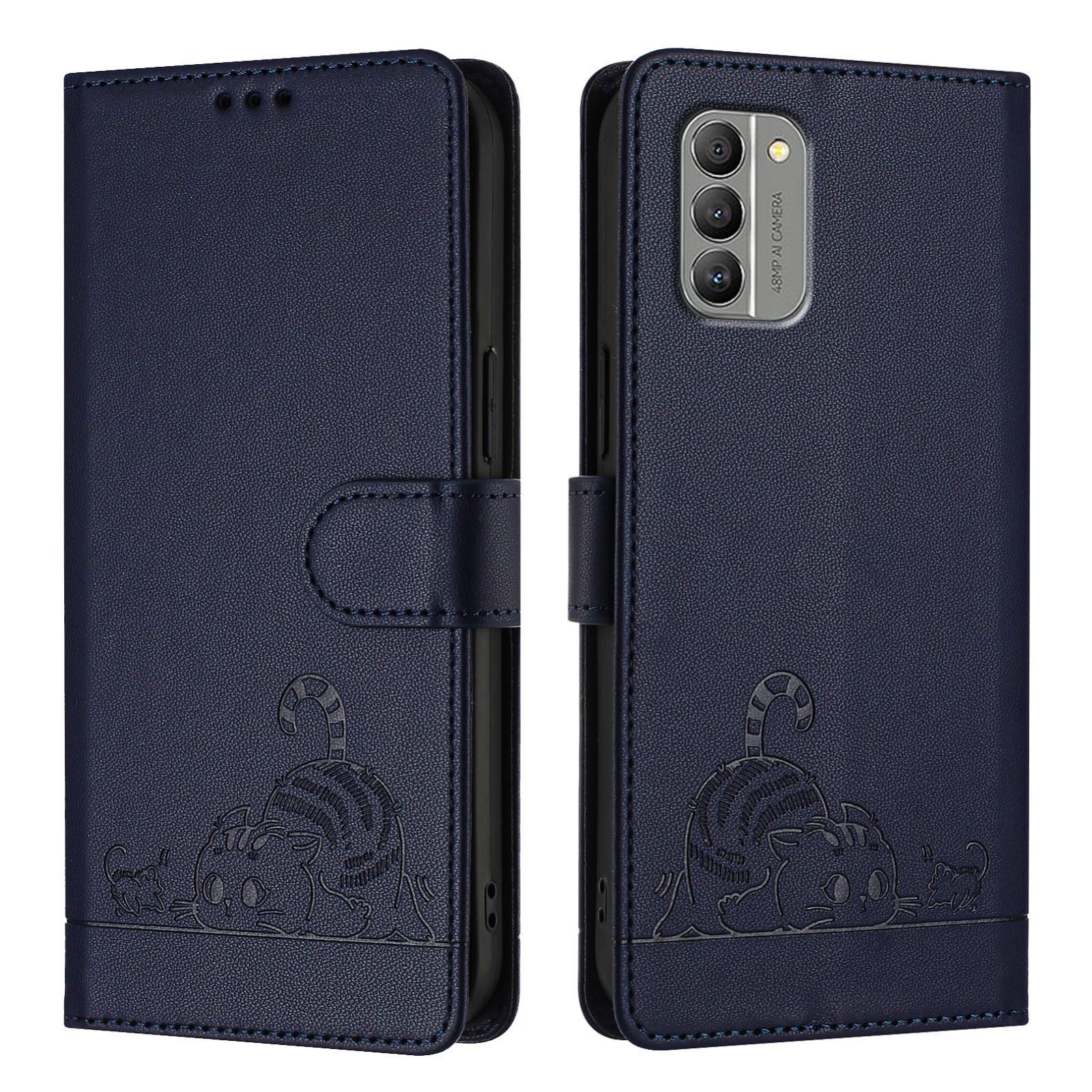 Nokia G400 Cat and Mouse Embossed PU Leather RFID Case with Wallet Slots, Anti-Fall Protection, Kickstand, and Lanyard-buycases.co.uk