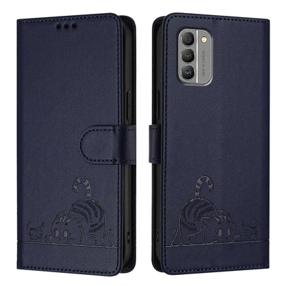 Nokia G400 Cat and Mouse Embossed PU Leather RFID Case with Wallet Slots, Anti-Fall Protection, Kickstand, and Lanyard-buycases.co.uk