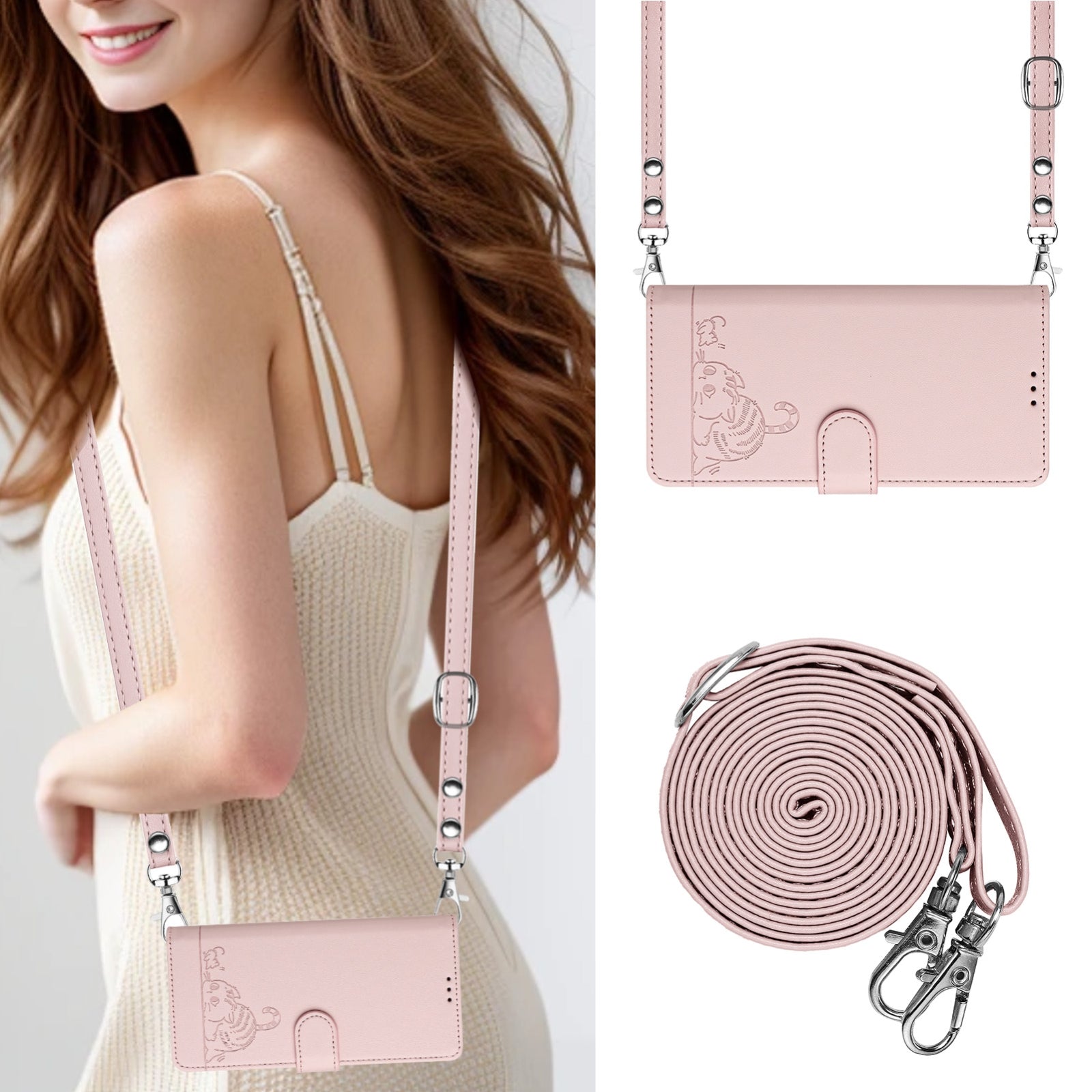 Xiaomi 14T Pro Cat and Mouse Embossed PU Leather RFID Case with Wallet Slots, Anti-Fall Protection, Kickstand, and Lanyard-buycases.co.uk